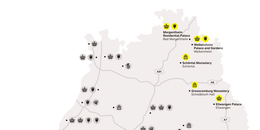 Illustration: Staatliche Schlösser und Gärten Baden-Württemberg, JUNG:Kommunikation GmbH journey map "Hohenlohe & Ellwangen"